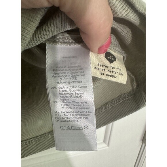 Women’s Madewell Supima Light Green Ribbed Cotton Tee Basic Shirt L Casu… - Picture 3 of 4